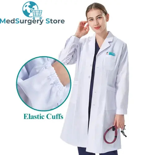 Bata Blanca Tipo Médico Unisex "Devar Medic Pro" – Manga Larga Blanca con Solapa y Botones para Doctoras y Profesionales de la Salud dsers-fulfillment-service