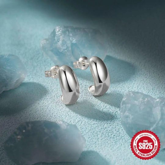 925 Sterling Silver C - Shaped Glossy Metal Earring Ringstud EarringApparel & AccessoriesCJdropshippingMedSurgery Store For Digital HealthCJST245134802BYGold1pairs925 Sterling Silver C - Shaped Glossy Metal Earring Ringstud Earring