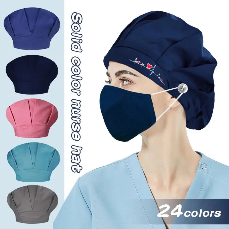 Gorros de fregado para mujer, gorro con banda para el sudor de algodón ajustable Unisex, cubierta para la cabeza, Ropa de Trabajo, gorros de fregado bouffant transpirables sanitarios CJdropshipping