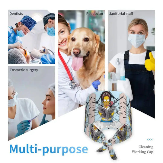 Personalizado The Simpsons Cartoon personal médico Scrubs Hat hombres mujeres médico enfermería gorro quirúrgico Scrub Caps MedSurgery Store For Digital Health