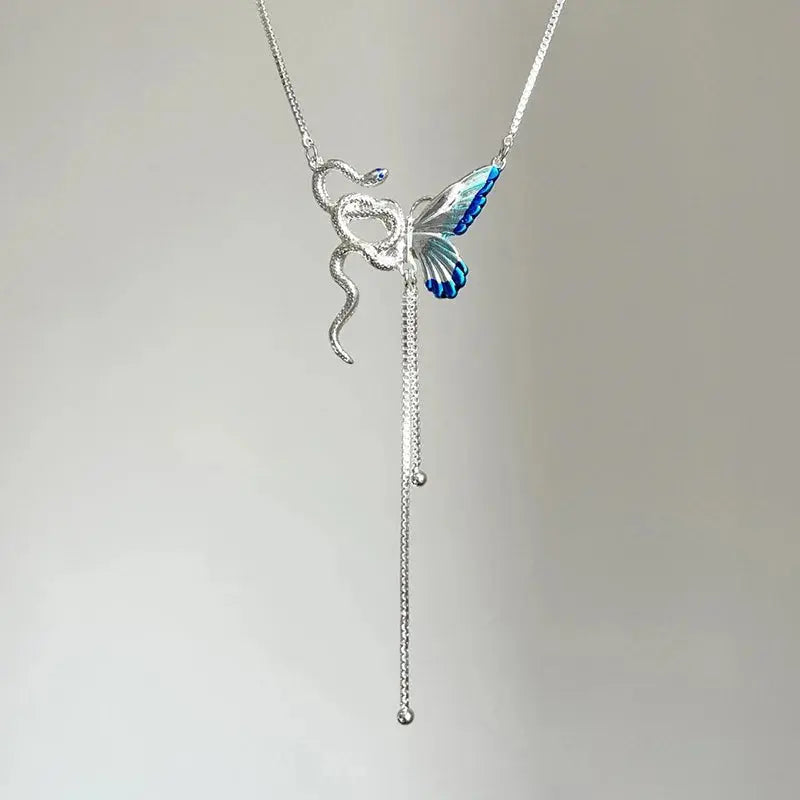 Collar con colgante de mariposa y serpiente para mujer, Gargantilla con borlas Punk Y2K, accesorio de joyería para Cosplaying MedSurgery Store For Digital Health