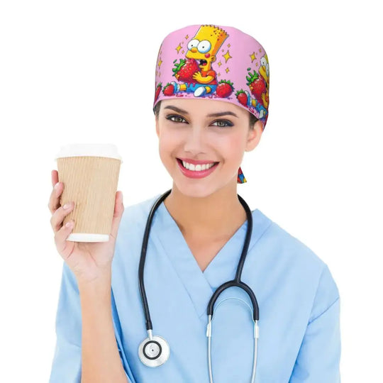 Gorro de trabajo ajustable personalizado con explosión cerebral, gorro quirúrgico de los Simpsons, gorro quirúrgico para enfermería, médico, cirujano, para Chef MedSurgery Store For Digital Health