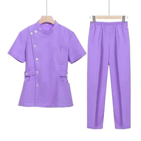 Conjunto de exfoliantes cortos rosas, uniforme médico para enfermera y Doctor, prendas de vestir para mujer, traje de dos piezas para enfermería, vestido de hospital para salón de belleza con logo MedSurgery Store For Digital Health