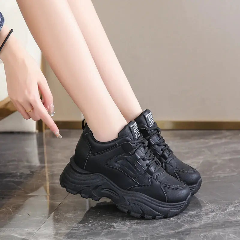 Zapatillas de deporte con plataforma blanca para mujer, zapatos vulcanizados con cordones y parte inferior gruesa, de cuero Pu, transpirables, primavera 2024 MedSurgery Store For Digital Health