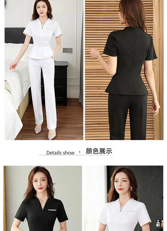 Uniforme estético de verano, traje de salón de belleza de manga corta, ropa de esteticista de Spa para mujer, ropa de trabajo de masaje de Hotel, monos coreanos-BC MedSurgery Store For Digital Health
