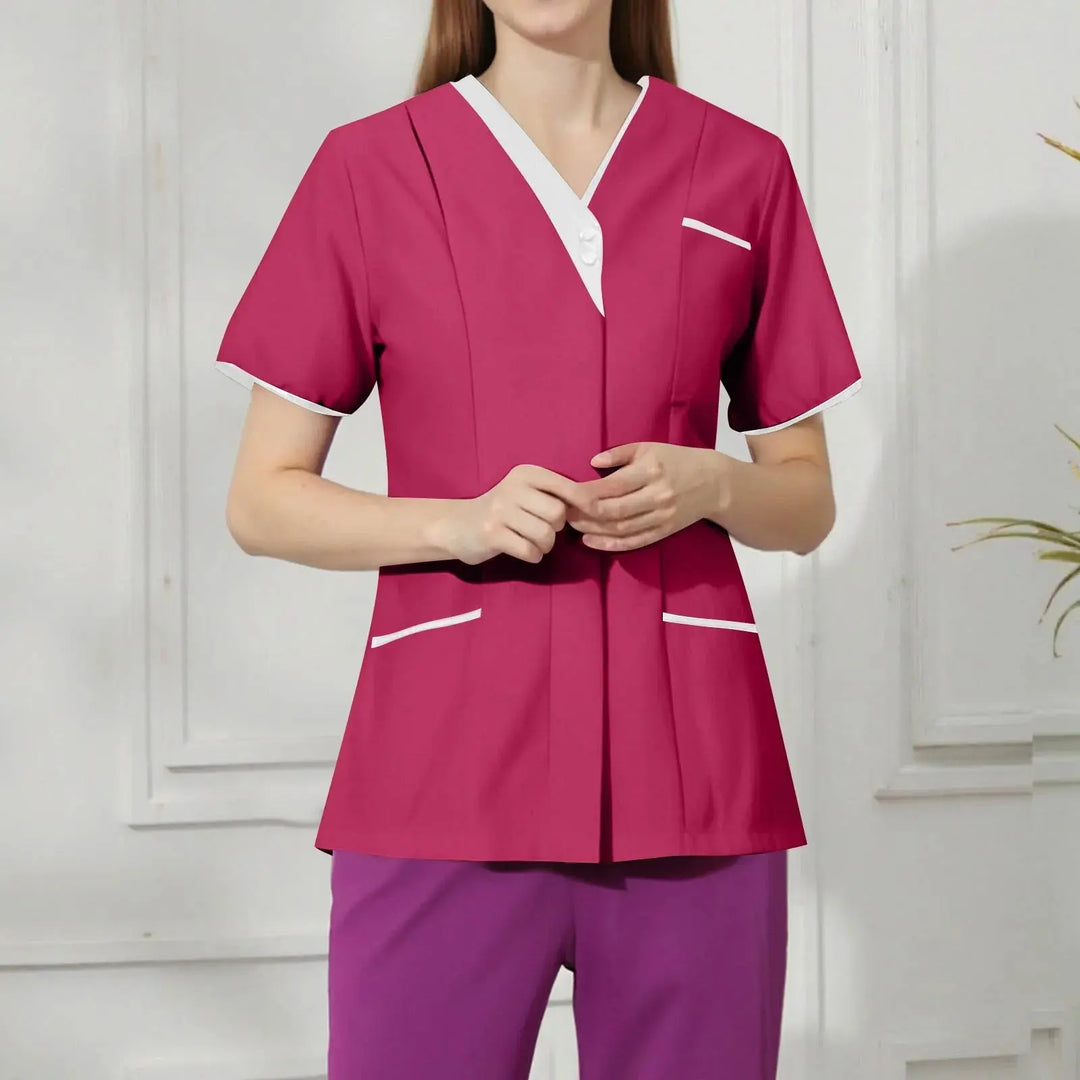 Filipina Médica Elite ISHOWTIENDA - Uniforme Clínico Ergonómico de Manga Corta con Cuello en V CJdropshipping