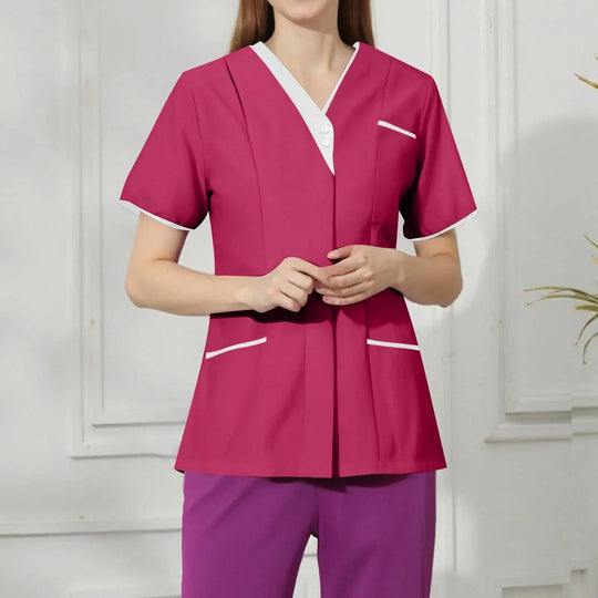Filipina Médica Elite ISHOWTIENDA - Uniforme Clínico Ergonómico de Manga Corta con Cuello en V CJdropshipping