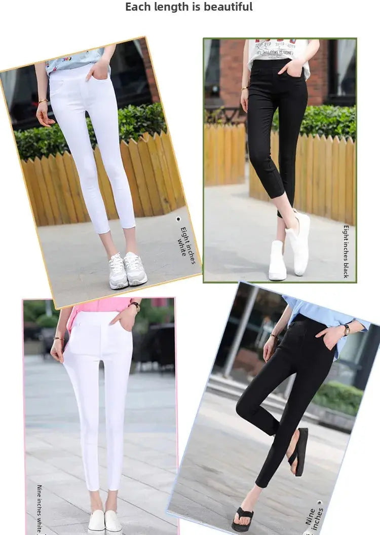 Leggings finos blancos de cintura alta para mujer, plones adeazantes de verano dieciocho, plones de pie pequeño sie... MedSurgery Store For Digital Health