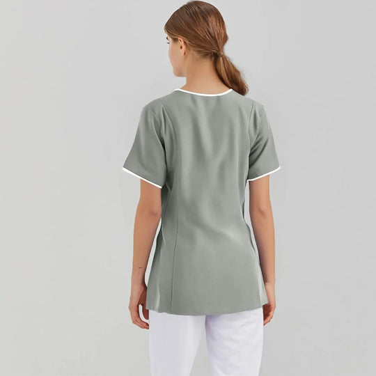 Filipina Médica Elite ISHOWTIENDA - Uniforme Clínico Ergonómico de Manga Corta con Cuello en V CJdropshipping