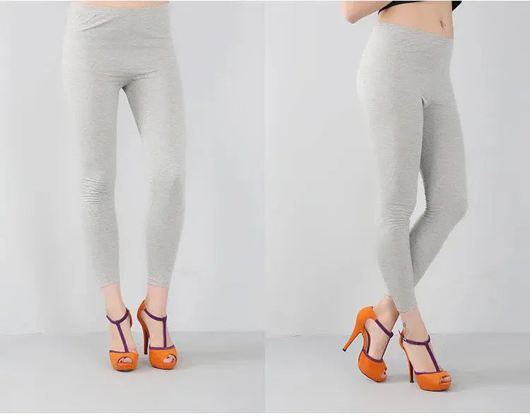 Leggings elásticos de fibra de bambú para mujer, pantalones de nueve puntos, informales, talla grande, primavera, verano y otoño, novedad de 2024 DSers Fulfillment