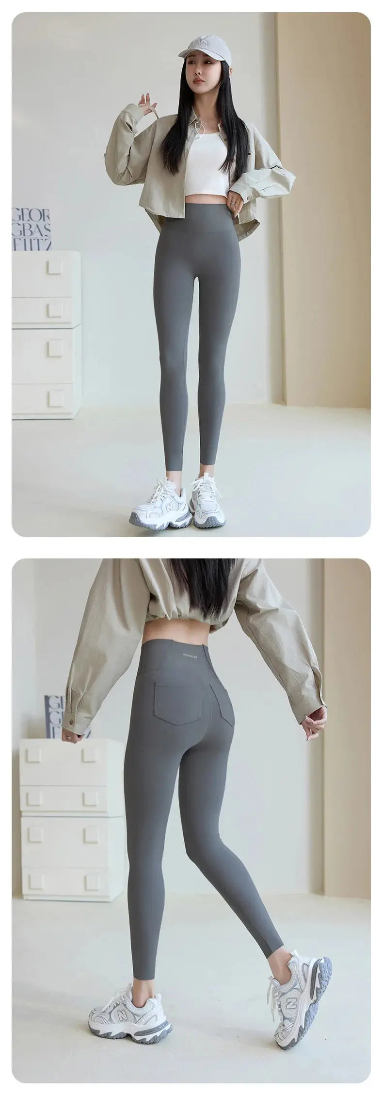 BIVIGAOS 2025 Primavera Verano bolsillo trasero Leggings de piel de tiburón mujeres blanco apretado Casual deporte Fitness Leggings pantalones pitillo MedSurgery Store For Digital Health