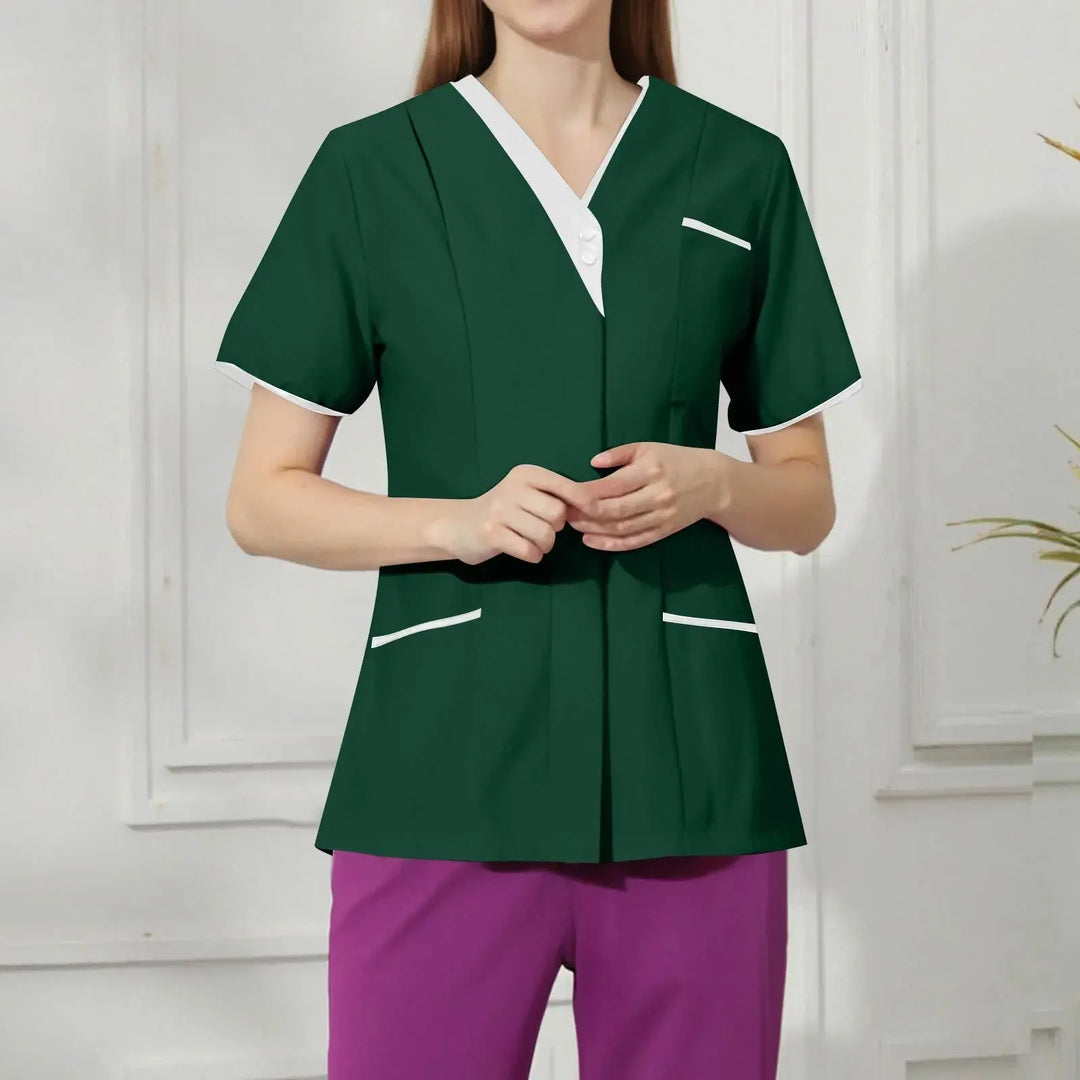 Filipina Médica Elite ISHOWTIENDA - Uniforme Clínico Ergonómico de Manga Corta con Cuello en V CJdropshipping