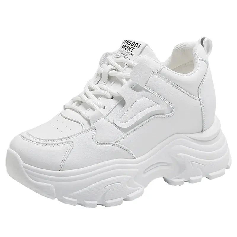 Zapatillas de deporte con plataforma blanca para mujer, zapatos vulcanizados con cordones y parte inferior gruesa, de cuero Pu, transpirables, primavera 2024 MedSurgery Store For Digital Health