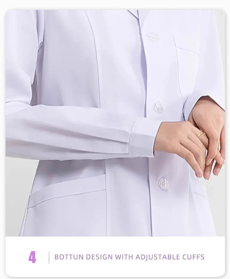Bata blanca médica para mujer, uniforme médico de enfermera de algodón, ropa de trabajo hospitalaria, uniforme de trabajo profesional de farmacia de laboratorio científico MedSurgery Store For Digital Health