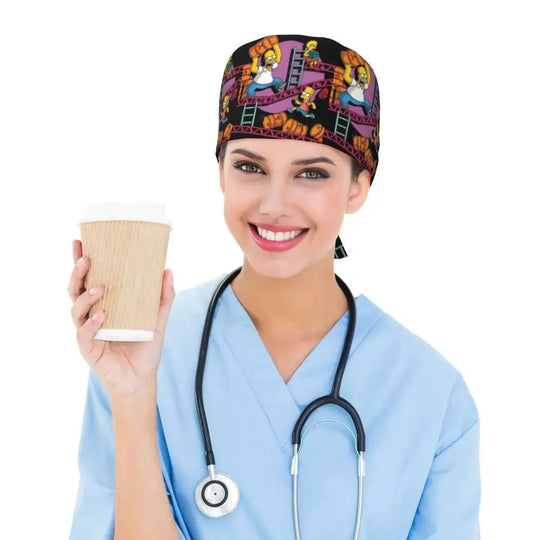 Gorro de trabajo ajustable personalizado con explosión cerebral, gorro quirúrgico de los Simpsons, gorro quirúrgico para enfermería, médico, cirujano, para Chef MedSurgery Store For Digital Health