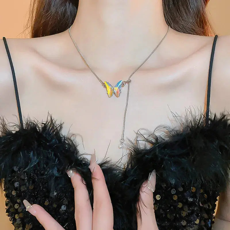 Collar con colgante de mariposa y serpiente para mujer, Gargantilla con borlas Punk Y2K, accesorio de joyería para Cosplaying MedSurgery Store For Digital Health