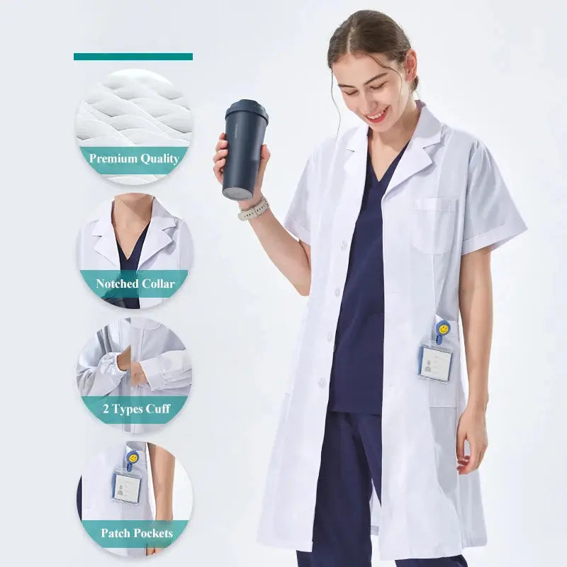 Bata de laboratorio blanca barata para mujeres, hombres, estudiantes, química, profesionales de atención médica, enfermera, manga larga, bata de trabajo para médico XK002 MedSurgery Store For Digital Health