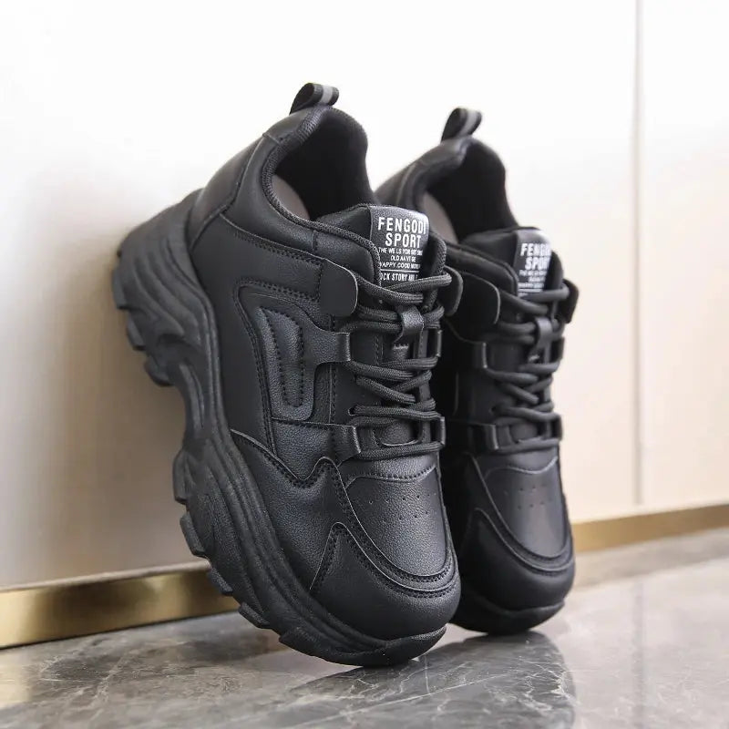 Zapatillas de deporte con plataforma blanca para mujer, zapatos vulcanizados con cordones y parte inferior gruesa, de cuero Pu, transpirables, primavera 2024 MedSurgery Store For Digital Health