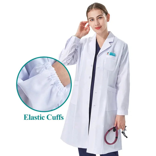 Bata de laboratorio blanca barata para mujeres, hombres, estudiantes, química, profesionales de atención médica, enfermera, manga larga, bata de trabajo para médico XK002 MedSurgery Store For Digital Health