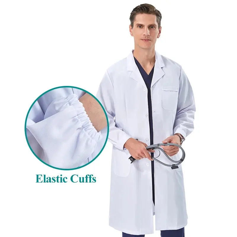 Bata de laboratorio blanca barata para mujeres, hombres, estudiantes, química, profesionales de atención médica, enfermera, manga larga, bata de trabajo para médico XK002 MedSurgery Store For Digital Health