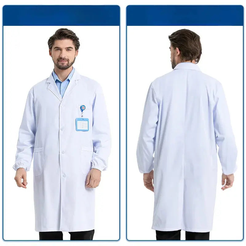 Bata médica blanca Unisex de algodón y poliéster, bata de laboratorio para científico, ropa de trabajo para médico, uniforme, bata de comida, bata de laboratorio, abrigo para hombre MedSurgery Store For Digital Health