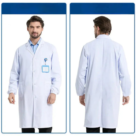 Bata médica blanca Unisex de algodón y poliéster, bata de laboratorio para científico, ropa de trabajo para médico, uniforme, bata de comida, bata de laboratorio, abrigo para hombre MedSurgery Store For Digital Health