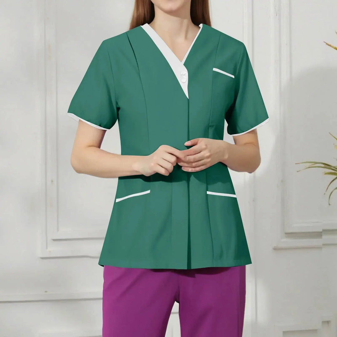 Filipina Médica Elite ISHOWTIENDA - Uniforme Clínico Ergonómico de Manga Corta con Cuello en V CJdropshipping