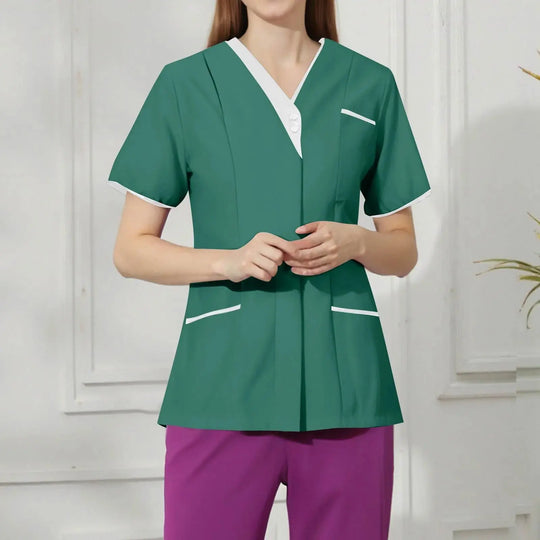 Filipina Médica Elite ISHOWTIENDA - Uniforme Clínico Ergonómico de Manga Corta con Cuello en V CJdropshipping