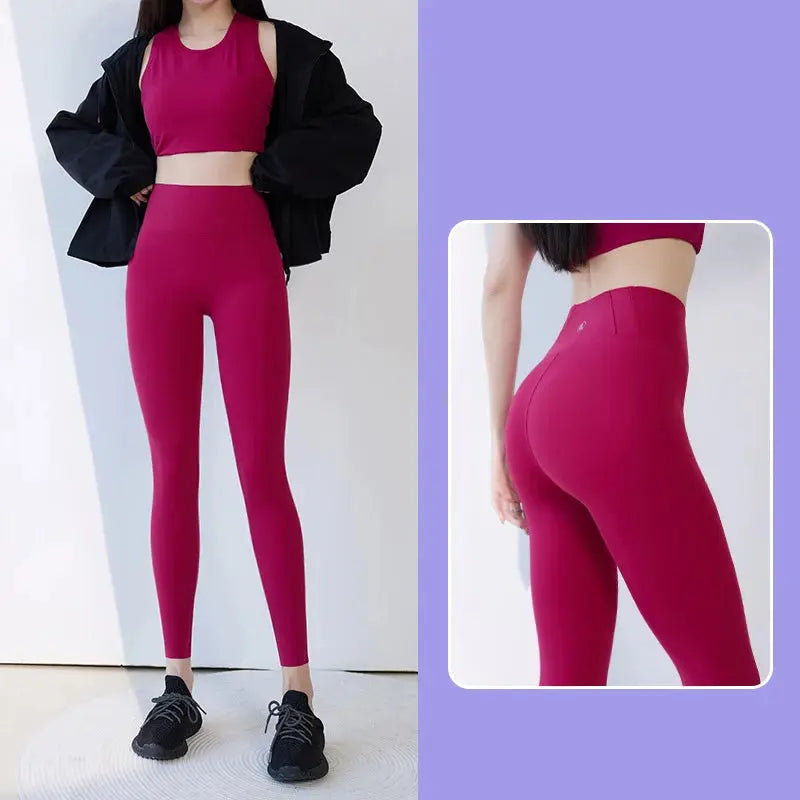 BIVIGAOS 2025 Primavera Verano nueva ciruela roja 3D sensación desnuda Leggings de piel de tiburón mujeres delgadas Sexy deporte Yoga Push Up Fitness Leggings MedSurgery Store For Digital Health