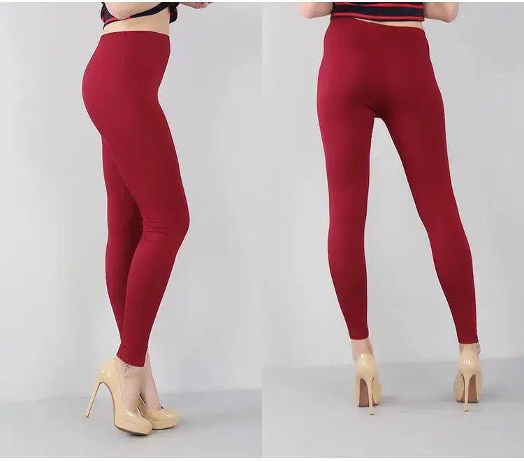 Leggings elásticos de fibra de bambú para mujer, pantalones de nueve puntos, informales, talla grande, primavera, verano y otoño, novedad de 2024 DSers Fulfillment