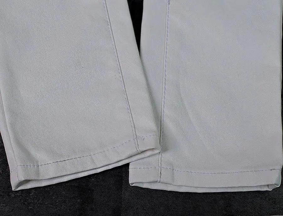 Pantalón de mujer de talle bajo, pantalones elásticos ajustados con doble cremallera, pantalones de piel sintética blancos para mujer MedSurgery Store For Digital Health