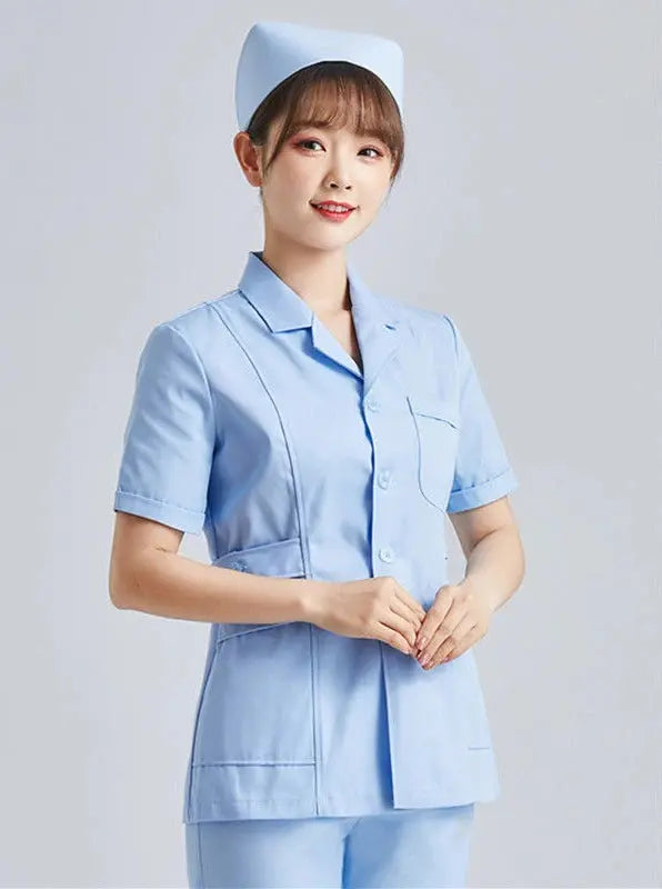 Uniforme de Enfermera Blanco Elite - Top Médico Ajustable de Manga Corta para Mujer CJdropshipping