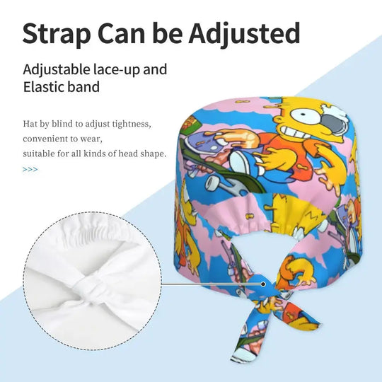 Gorro de trabajo ajustable personalizado con explosión cerebral, gorro quirúrgico de los Simpsons, gorro quirúrgico para enfermería, médico, cirujano, para Chef MedSurgery Store For Digital Health