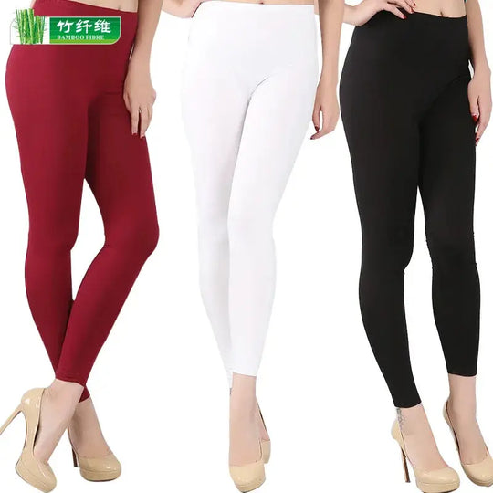 Leggings elásticos de fibra de bambú para mujer, pantalones de nueve puntos, informales, talla grande, primavera, verano y otoño, novedad de 2024 DSers Fulfillment