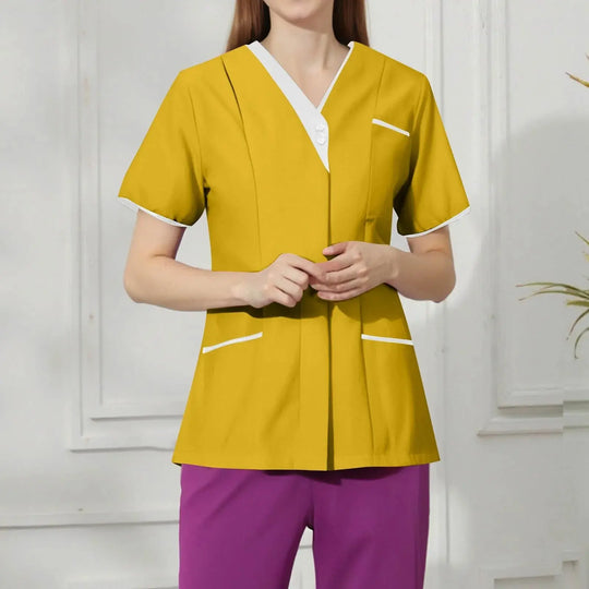 Filipina Médica Elite ISHOWTIENDA - Uniforme Clínico Ergonómico de Manga Corta con Cuello en V CJdropshipping