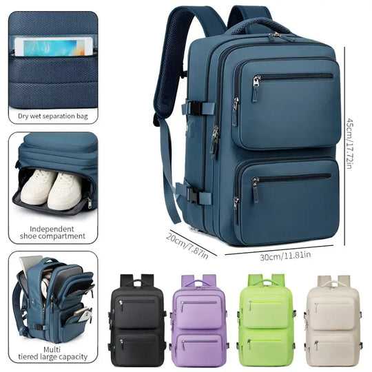 Mochila de viaje grande para mujeres y hombres, bolso de cabina, mochila impermeable multifuncional para avión con carga USB, mochila antirrobo MedSurgery Store For Digital Health