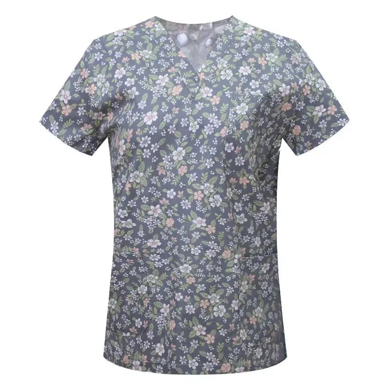Blusa de algodón con estampado de animales de dibujos animados, uniforme médico quirúrgico para clínica de mascotas, Hospital, enfermería CJdropshipping