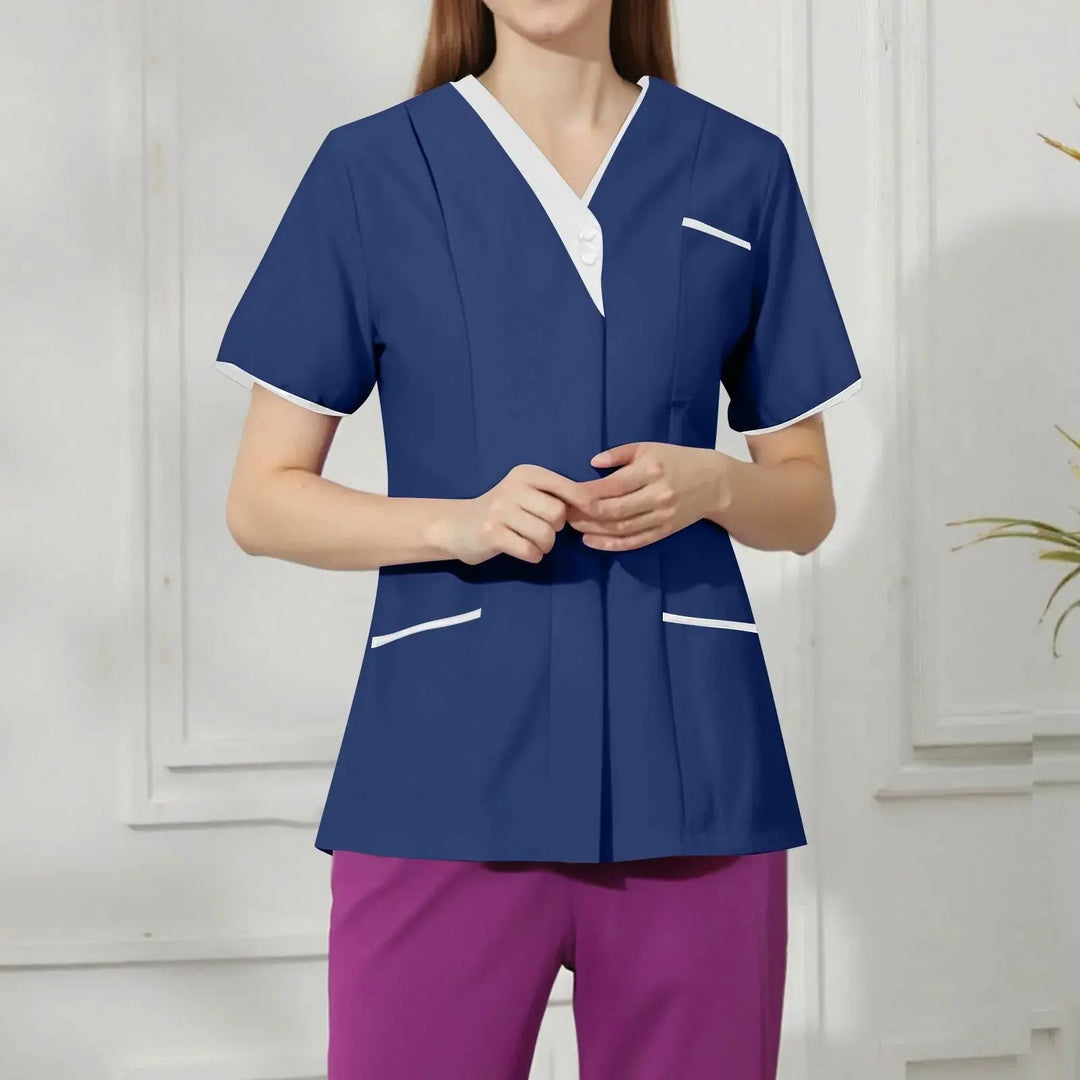 Filipina Médica Elite ISHOWTIENDA - Uniforme Clínico Ergonómico de Manga Corta con Cuello en V CJdropshipping