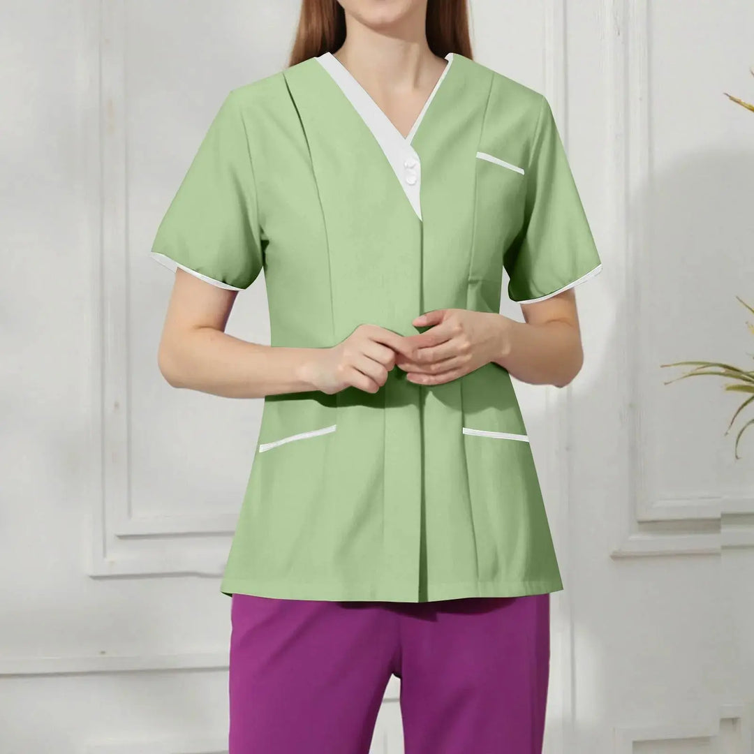 Filipina Médica Elite ISHOWTIENDA - Uniforme Clínico Ergonómico de Manga Corta con Cuello en V CJdropshipping