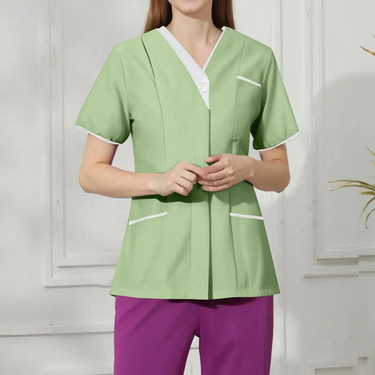 Filipina Médica Elite ISHOWTIENDA - Uniforme Clínico Ergonómico de Manga Corta con Cuello en V CJdropshipping