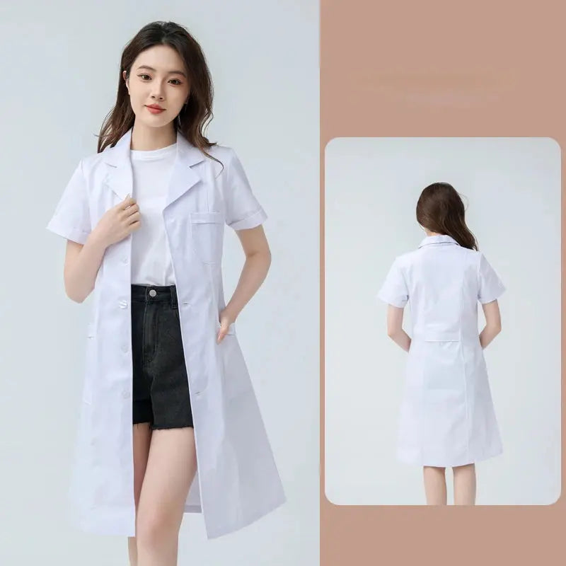 Bata blanca médica para mujer, uniforme médico de enfermera de algodón, ropa de trabajo hospitalaria, uniforme de trabajo profesional de farmacia de laboratorio científico MedSurgery Store For Digital Health