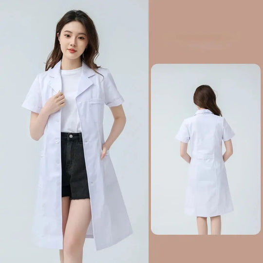 Bata blanca médica para mujer, uniforme médico de enfermera de algodón, ropa de trabajo hospitalaria, uniforme de trabajo profesional de farmacia de laboratorio científico MedSurgery Store For Digital Health