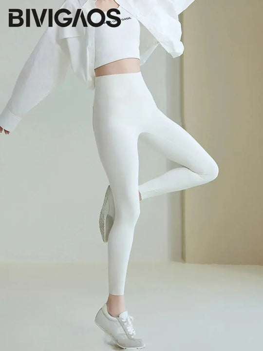 BIVIGAOS 2025 Primavera Verano bolsillo trasero Leggings de piel de tiburón mujeres blanco apretado Casual deporte Fitness Leggings pantalones pitillo MedSurgery Store For Digital Health
