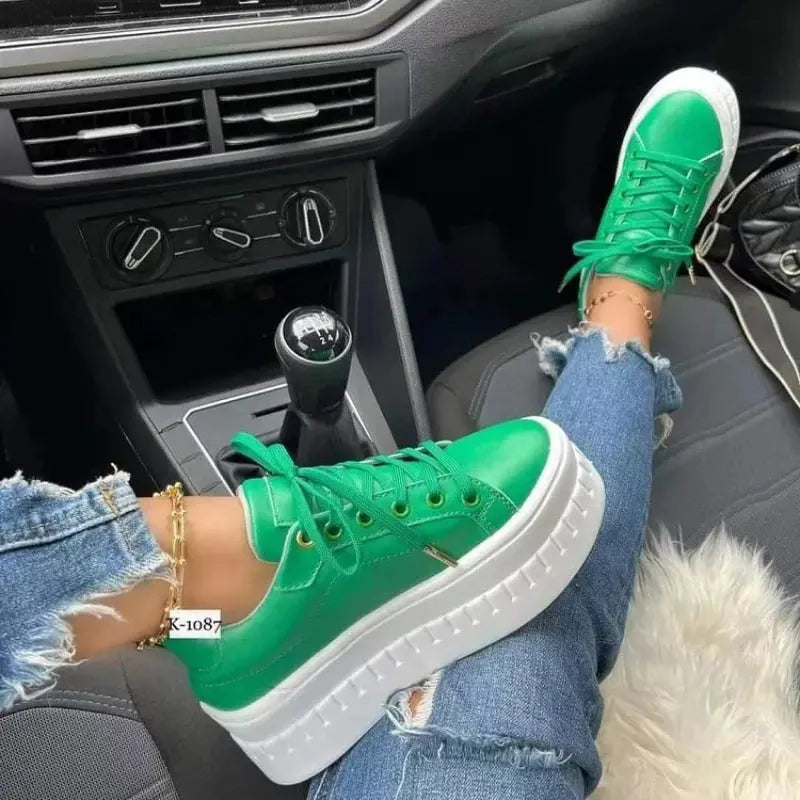 Zapatos blancos, zapatos informales para mujer, nuevas zapatillas de plataforma 2025, calzado de mujer de Color sólido, zapatos vulcanizados de PU ligeros de tendencia MedSurgery Store For Digital Health