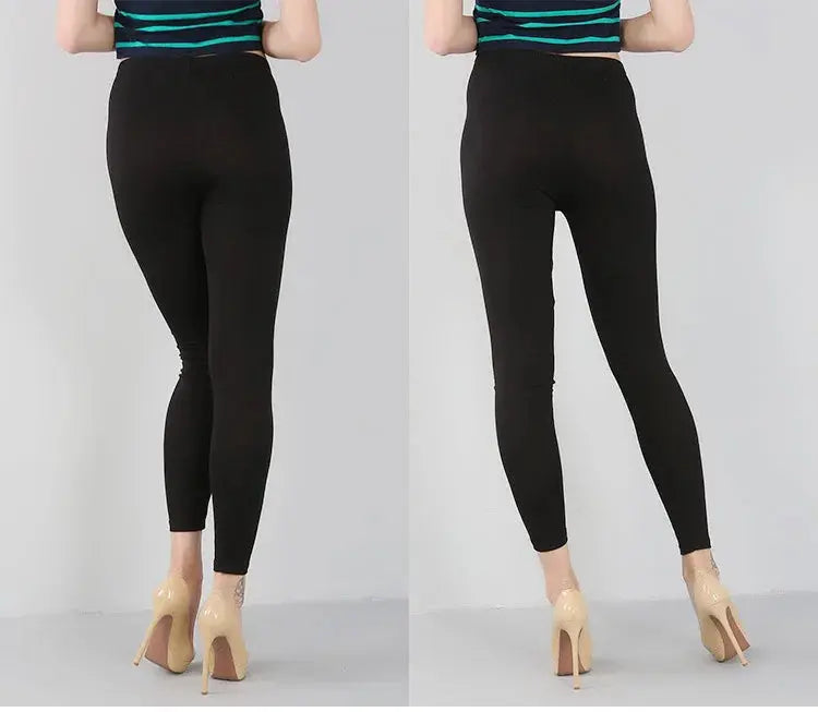 Leggings elásticos de fibra de bambú para mujer, pantalones de nueve puntos, informales, talla grande, primavera, verano y otoño, novedad de 2024 DSers Fulfillment