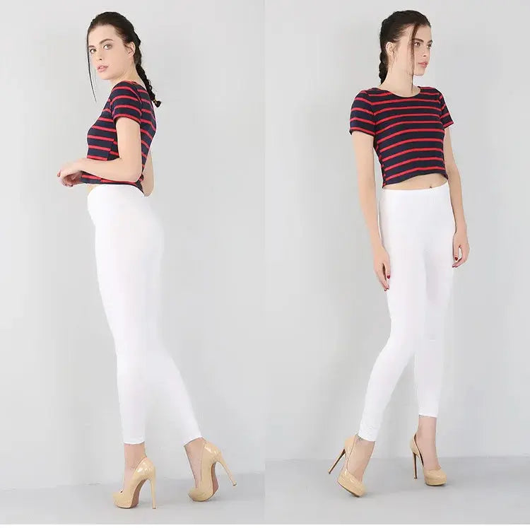 Leggings elásticos de fibra de bambú para mujer, pantalones de nueve puntos, informales, talla grande, primavera, verano y otoño, novedad de 2024 DSers Fulfillment