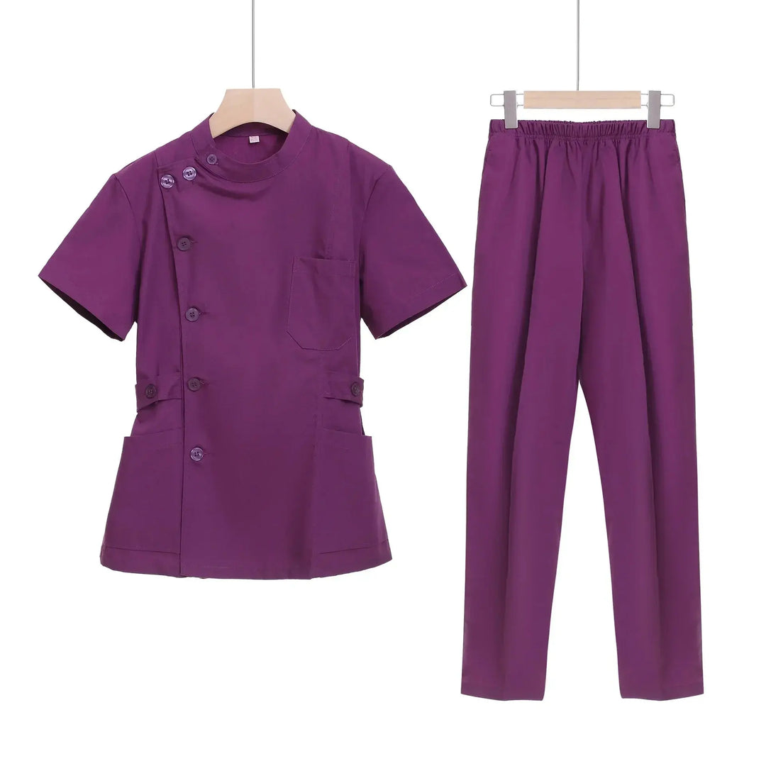 Conjunto de exfoliantes cortos rosas, uniforme médico para enfermera y Doctor, prendas de vestir para mujer, traje de dos piezas para enfermería, vestido de hospital para salón de belleza con logo MedSurgery Store For Digital Health
