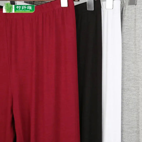 Leggings elásticos de fibra de bambú para mujer, pantalones de nueve puntos, informales, talla grande, primavera, verano y otoño, novedad de 2024 DSers Fulfillment