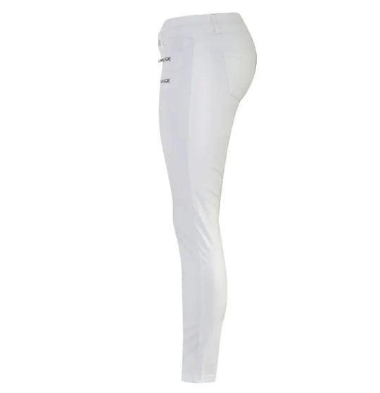 Pantalón de mujer de talle bajo, pantalones elásticos ajustados con doble cremallera, pantalones de piel sintética blancos para mujer MedSurgery Store For Digital Health