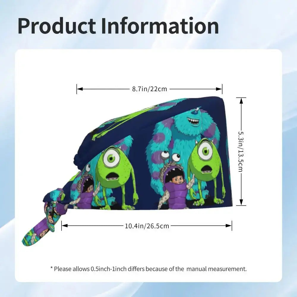 Gorro de trabajo ajustable personalizado con dibujos animados de la Universidad de Monsters, gorro quirúrgico para hombres y mujeres, gorro quirúrgico para enfermería, médico y cirujano MedSurgery Store For Digital Health
